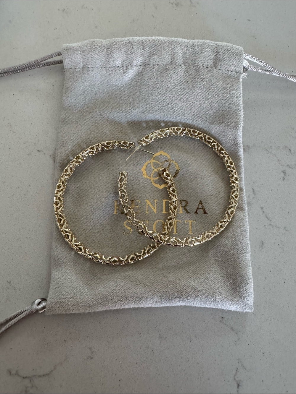 Kendra Scott Gold Filigree Textured Hoop Earrings